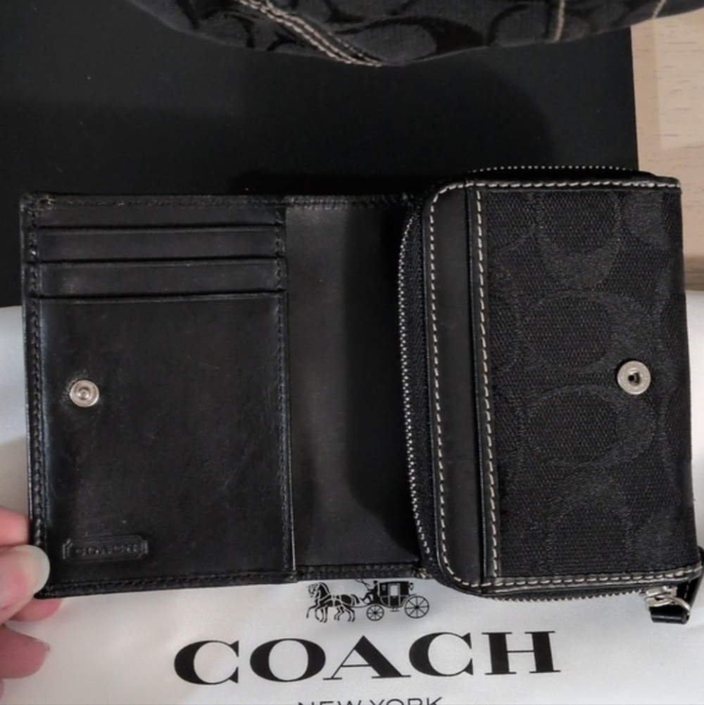 Y2K Coach Hobo In Black Signature Jacquard and Wallet SET Rare Vintage Coach Bag - Picture 10 of 13